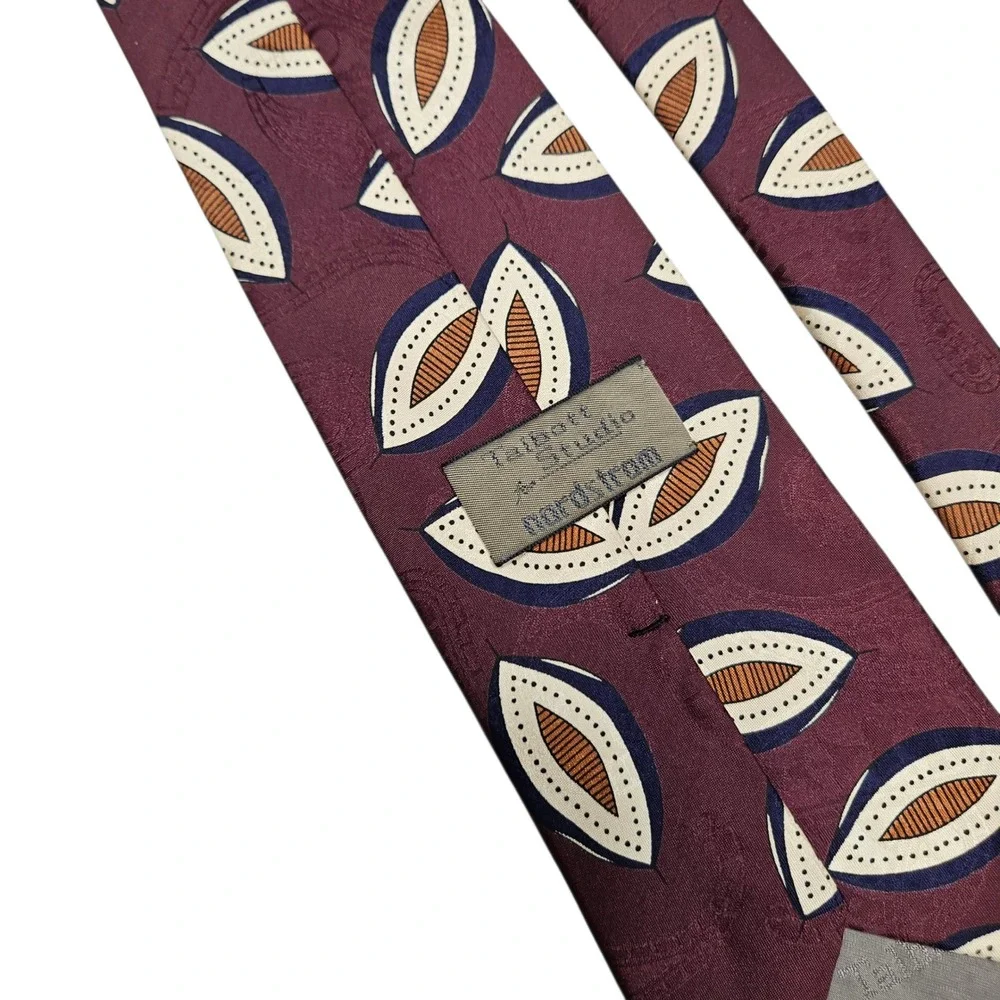 Vintage 90s Robert‎ Talbott Necktie Burgundy Silk Geometric Nordstrom Grandpa